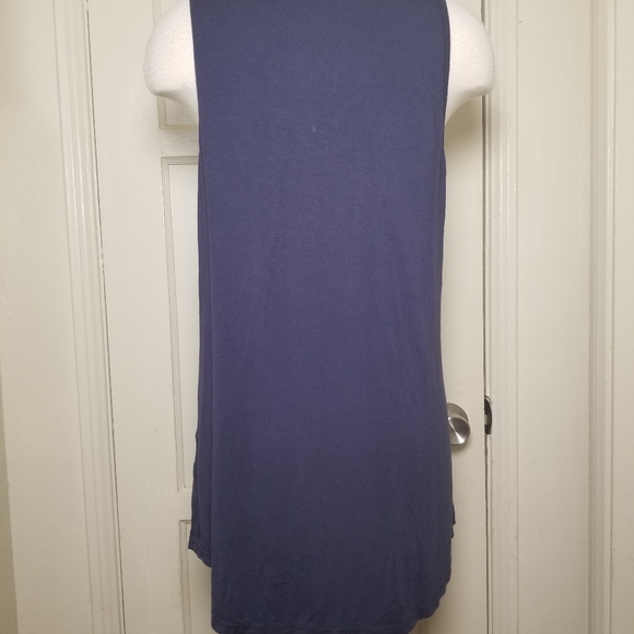 BLUE v neck sleeveless stret tunic L - Picture 4 of 6